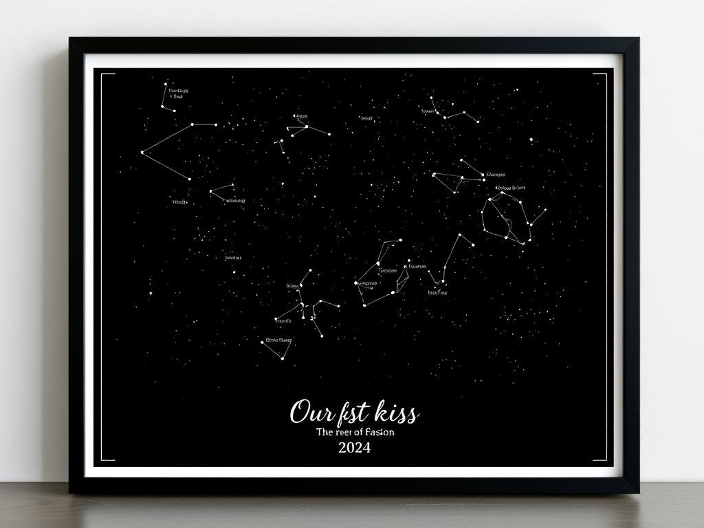Custom star map showing constellation alignment with a special date for romantic gifts for boyfriend