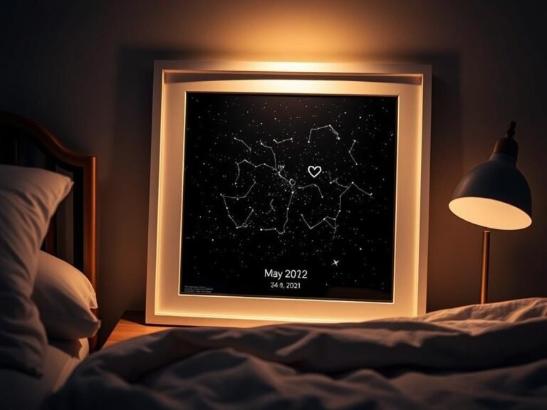 Custom star map showing constellation on a special date - cute valentines gifts idea