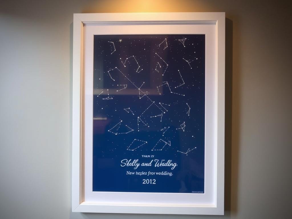 Custom star map showing constellation on couple's wedding night