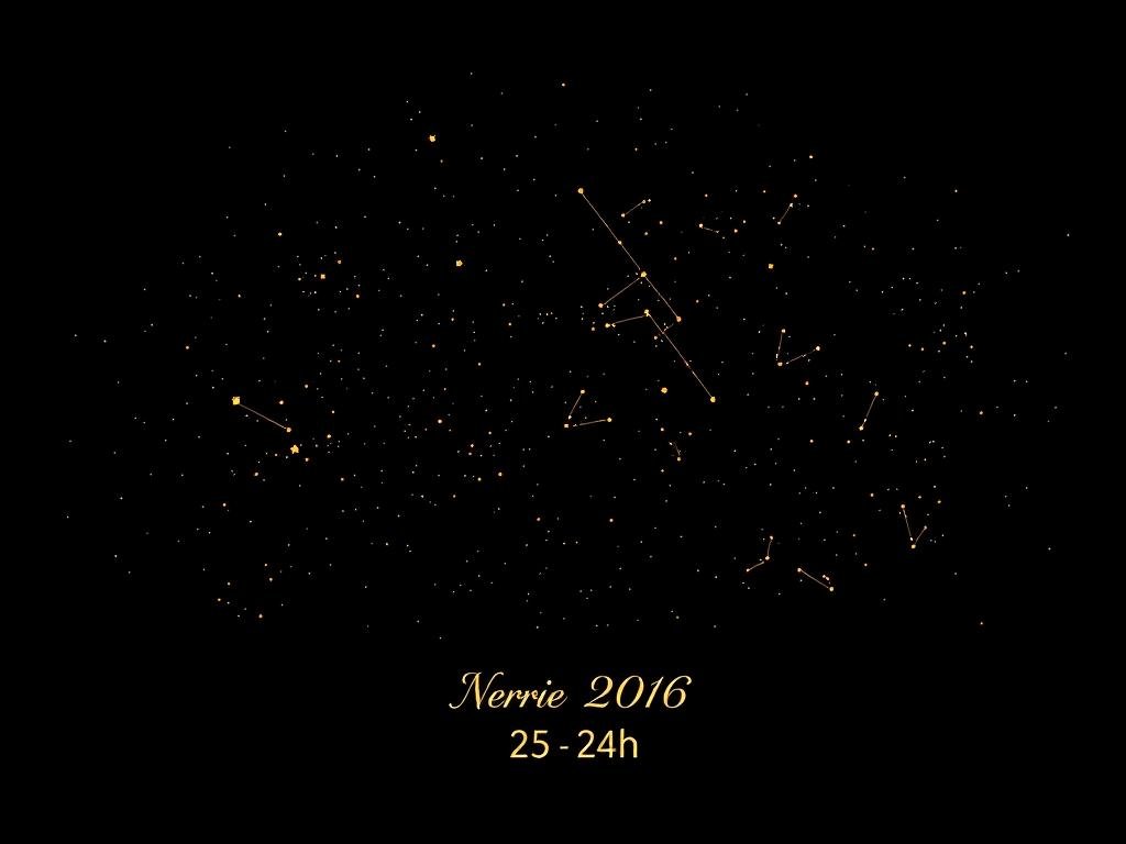 Custom star map showing constellations from a special date with elegant black background and gold stars