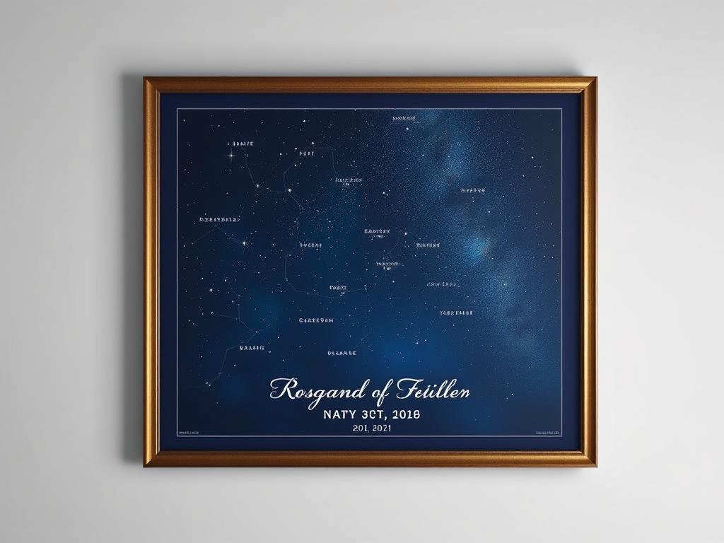 Custom star map showing night sky for girlfriend birthday gifts
