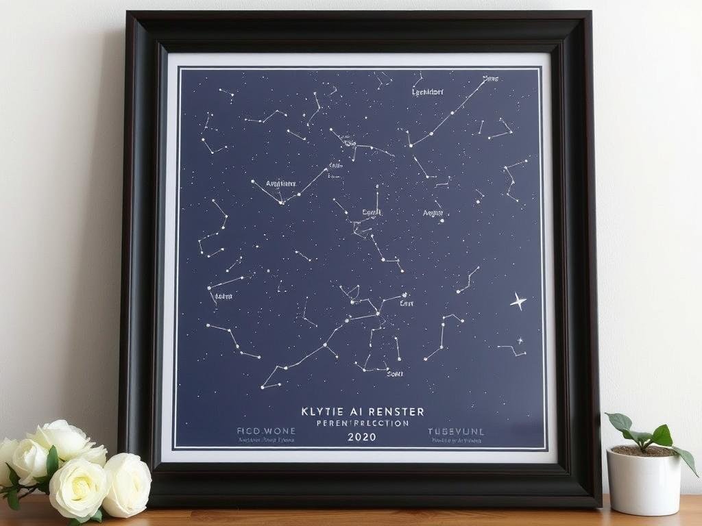 Custom star map showing night sky on special date