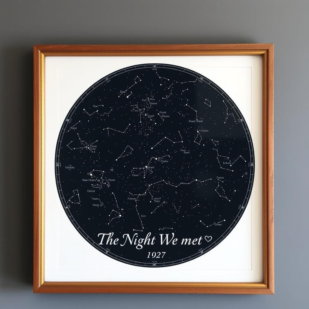 Custom star map showing the night sky on a special date for an anniversary gift for him