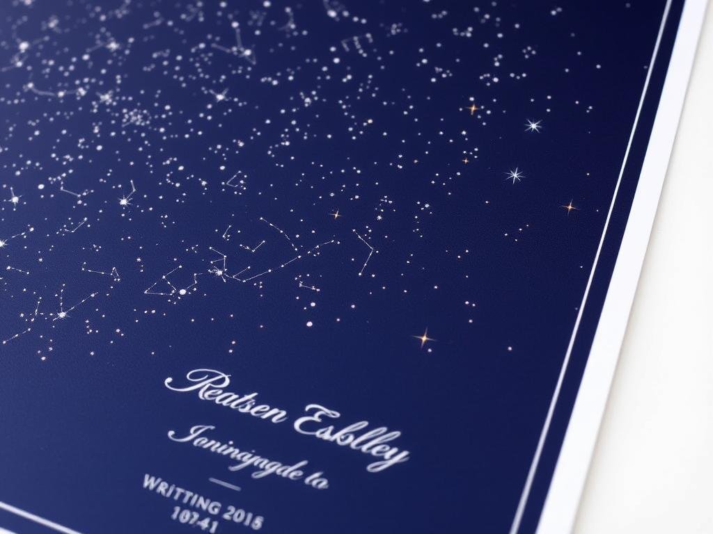 Custom star map showing the night sky on the couple's wedding date and location
