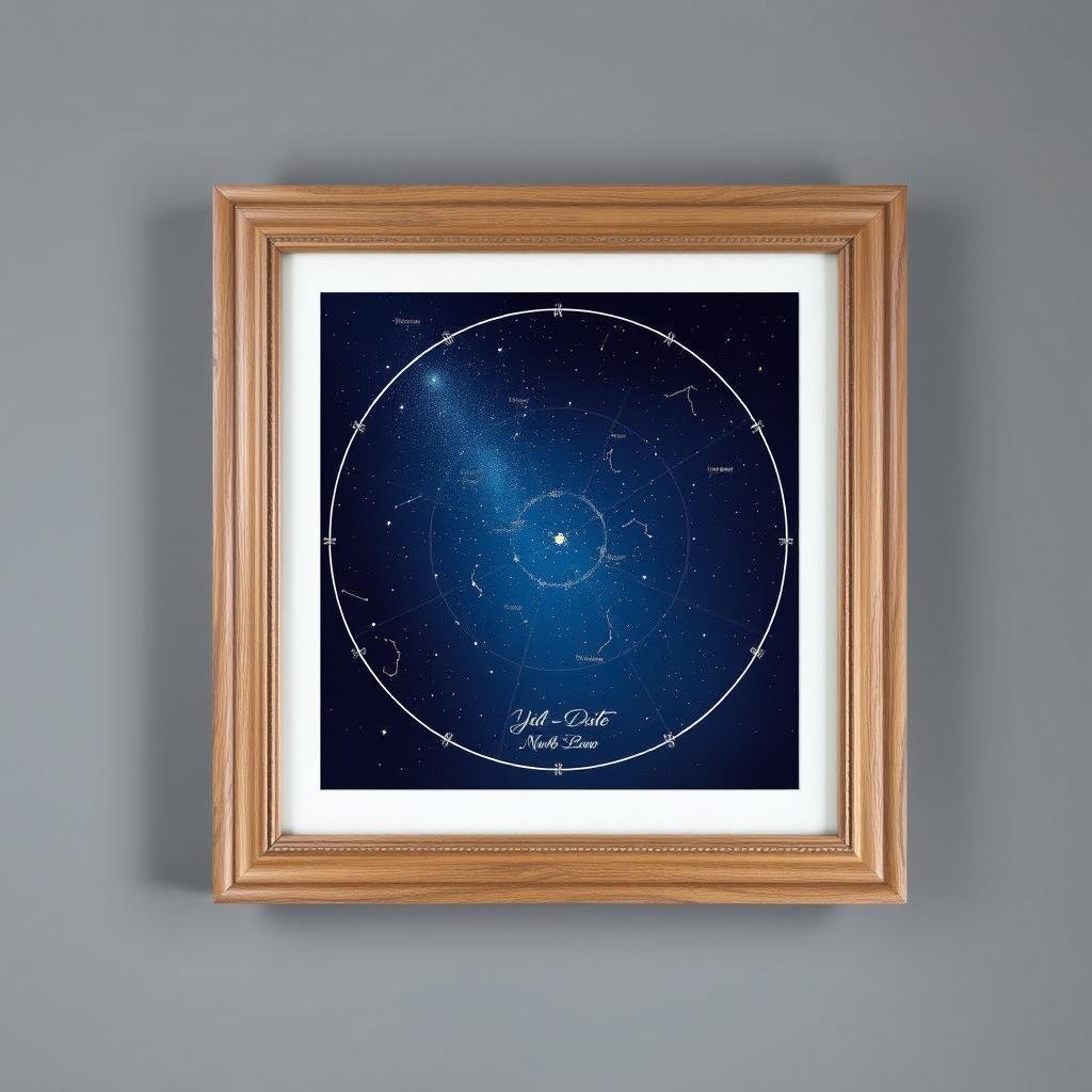Custom star map showing the night sky on wedding date as a paper anniversary gift