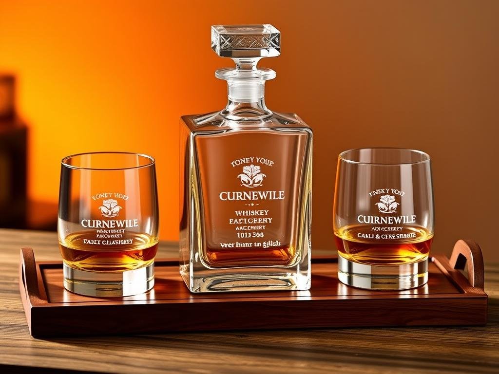 Custom whiskey decanter set as a valentines day gift for him