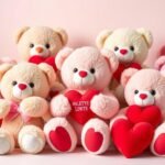 Cute Valentine's Day plush toys for kids including teddy bears with hearts
