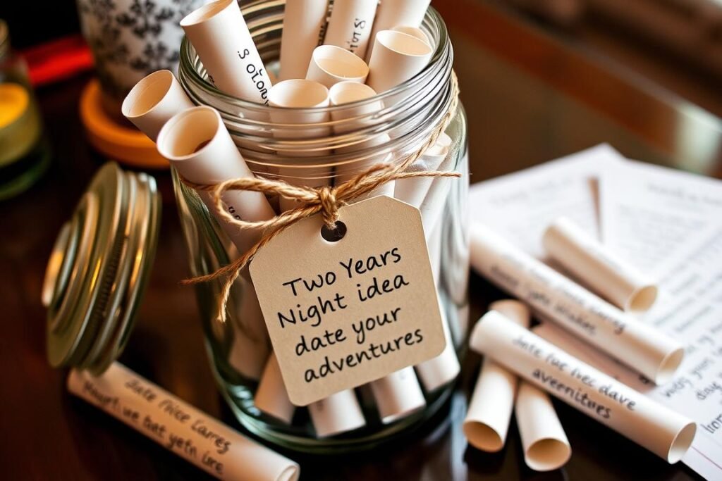 DIY cotton anniversary date night jar for 2 year anniversary gift