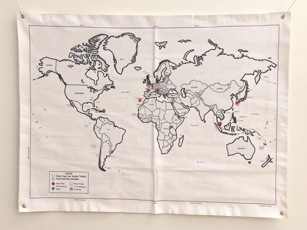 DIY customized cotton anniversary map showing special locations