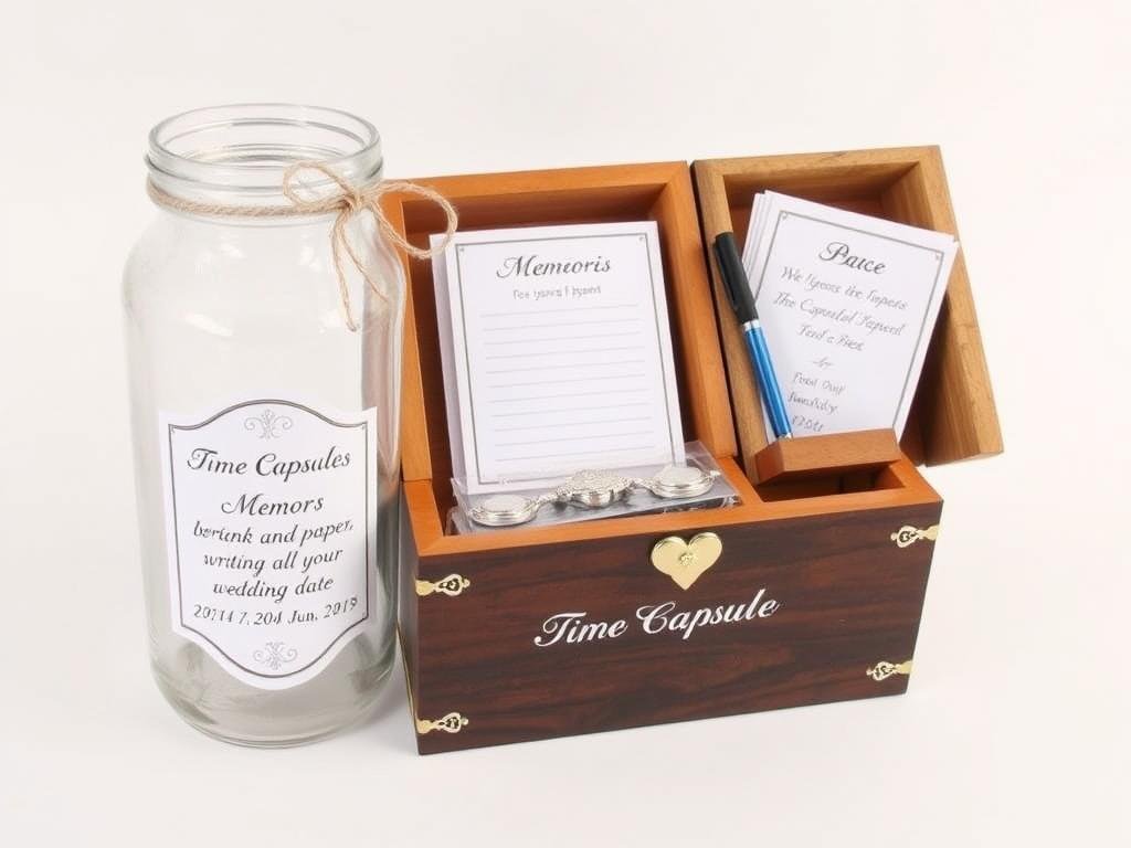 DIY memory jar time capsule with decorative elements and blank cards