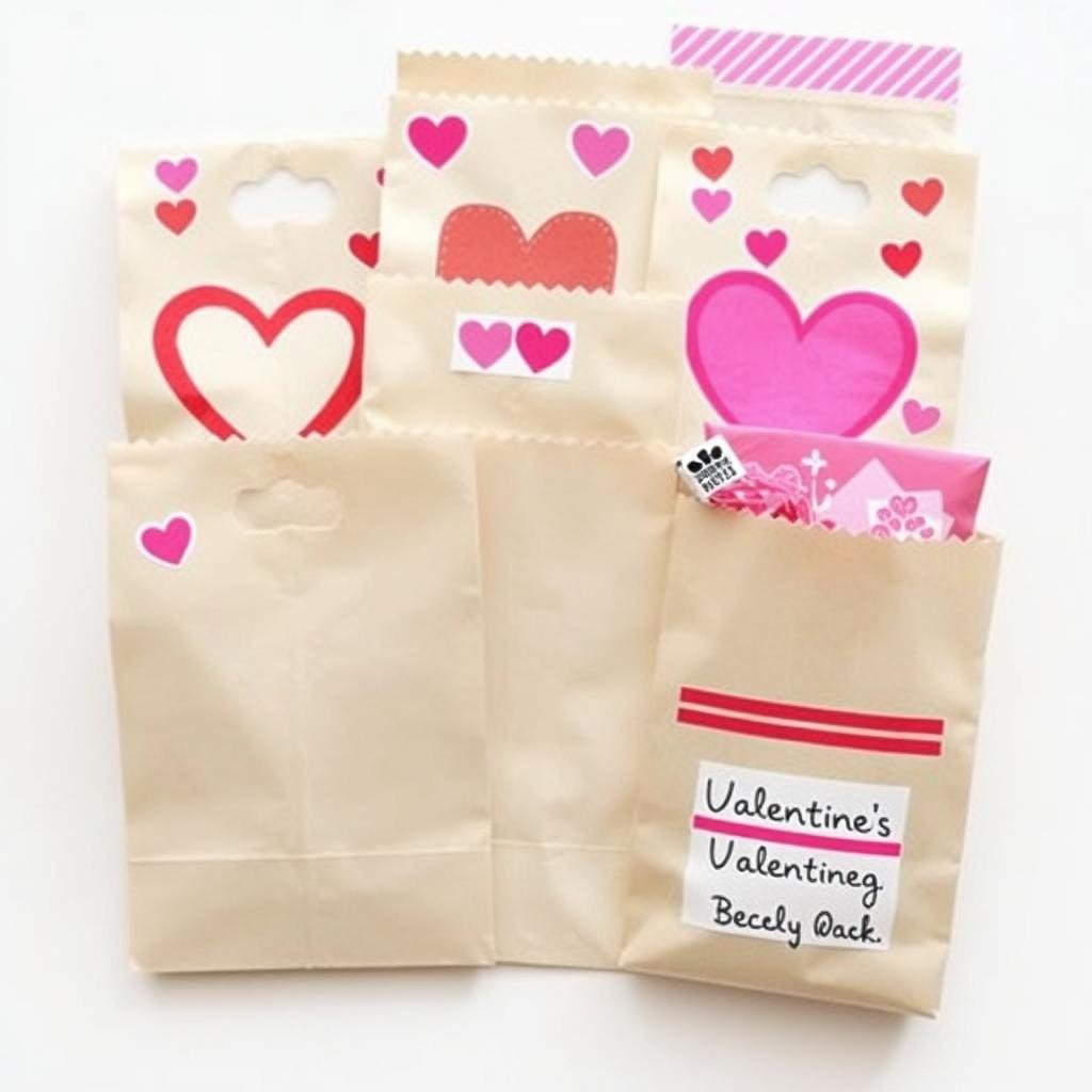 Decorated paper bags for school valentines day gifts
