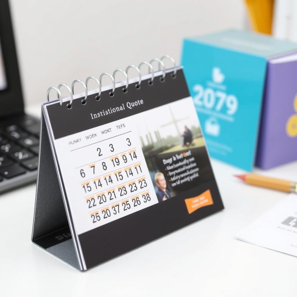 Decorative desk calendar with inspirational quotes for each month