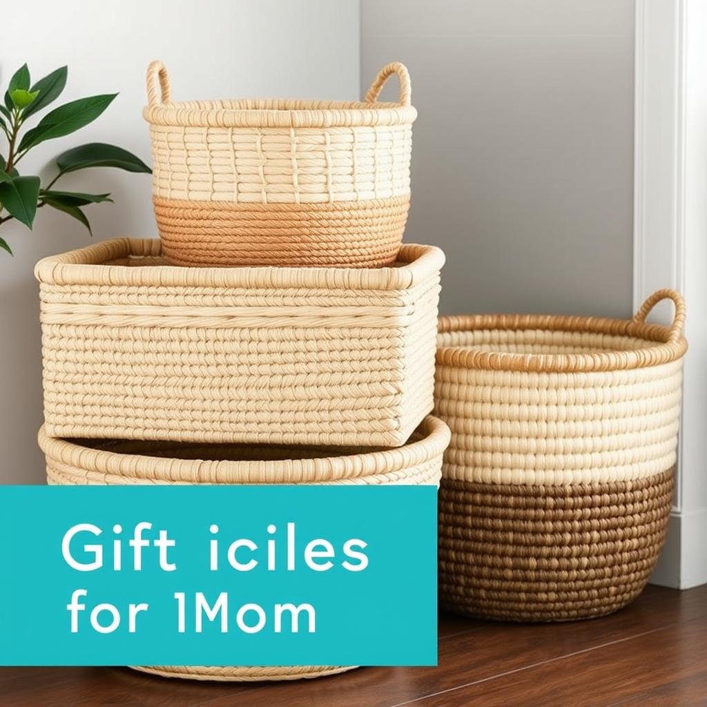 Decorative storage baskets in natural materials, organizational gift idea for women