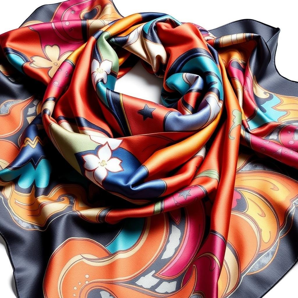 Designer silk scarf with artistic pattern for anniversary gifts for her