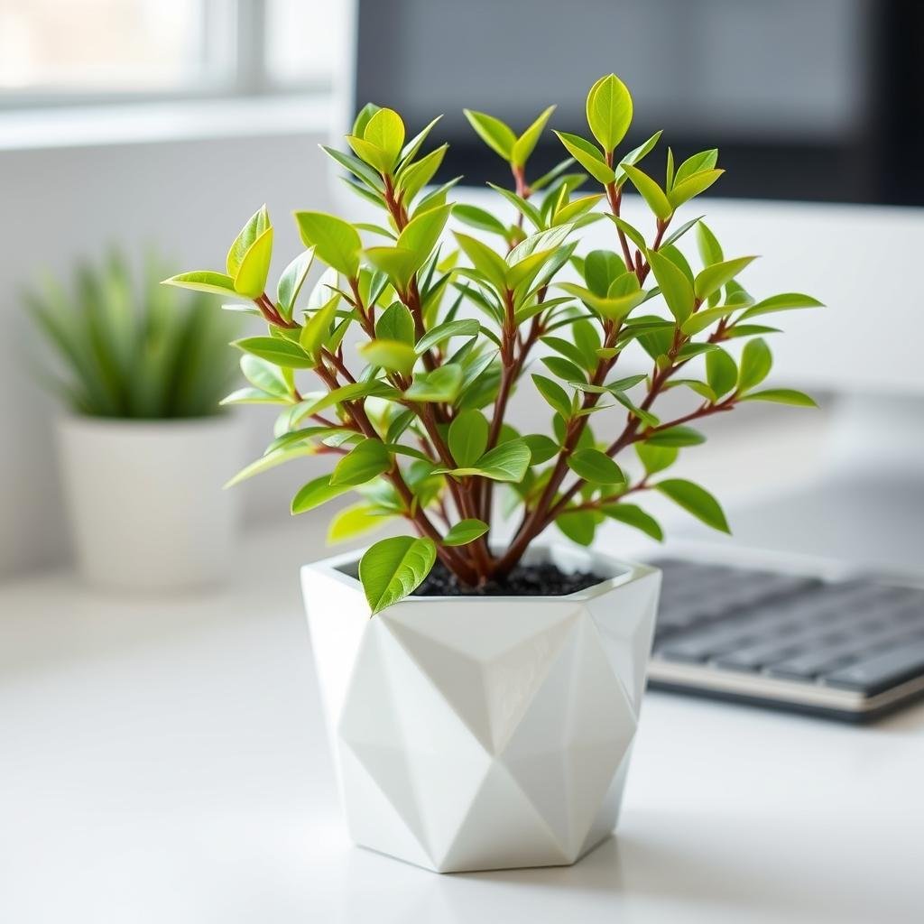 Desk plant in small decorative pot