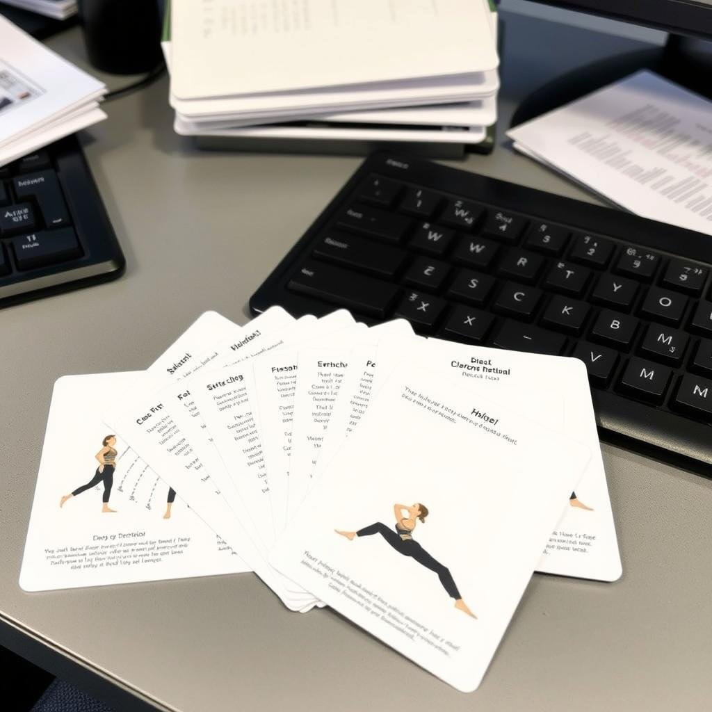 Desk yoga card set with office-friendly poses