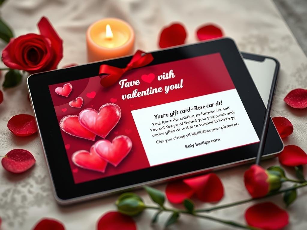 Digital gift card with romantic message as valentines gift for girlfriend