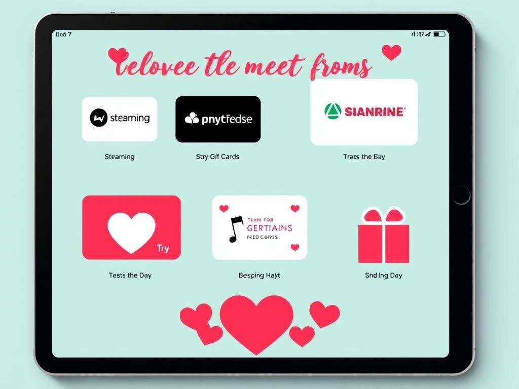 Digital gift cards with Valentine's theme
