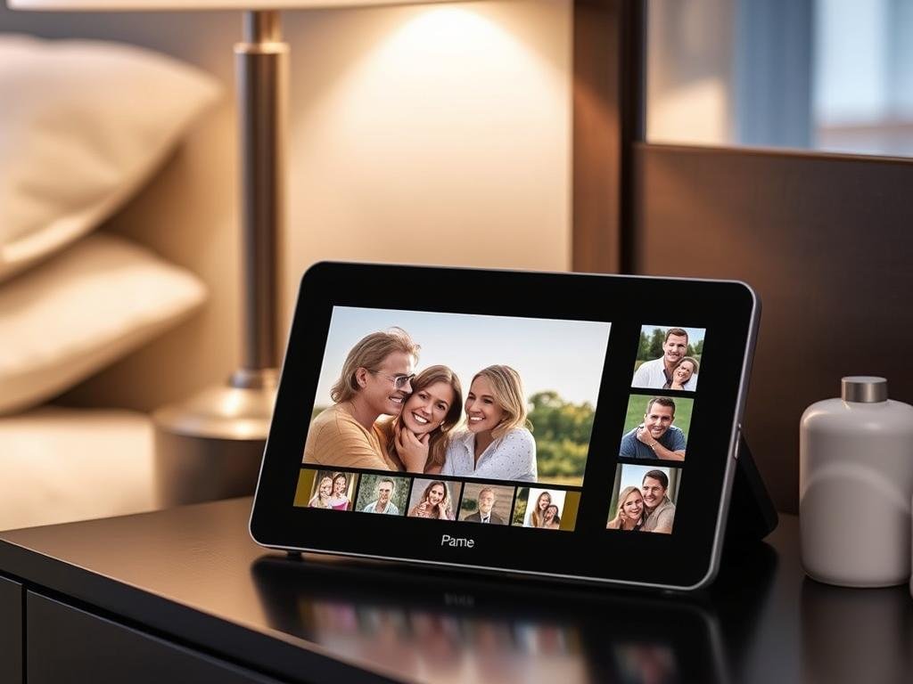 Digital photo frame displaying couple memories for valentine gifts