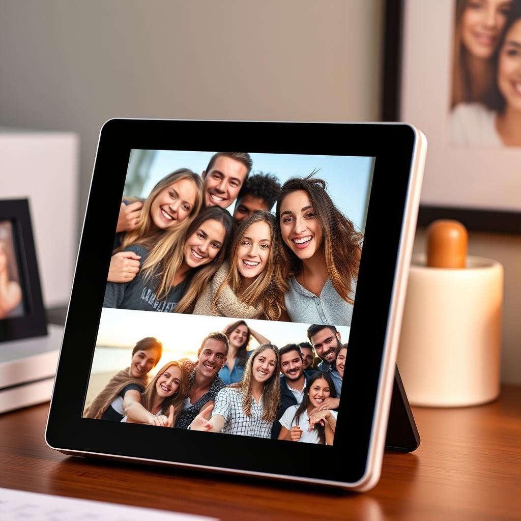 Digital photo frame displaying multiple photos of best friends