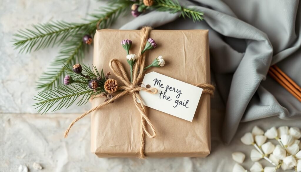 Eco-friendly gift wrapping with natural materials and dried flowers creative gift ideas