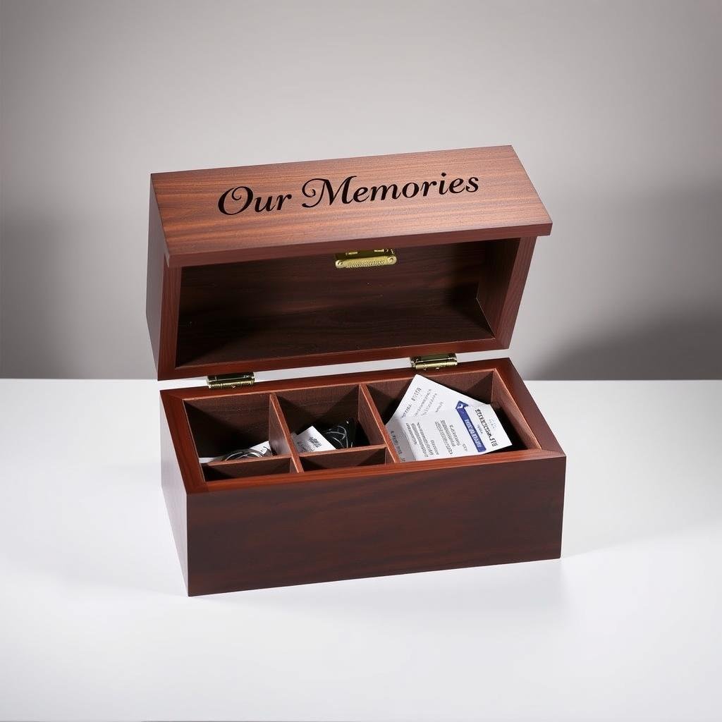Elegant memory box for storing anniversary mementos