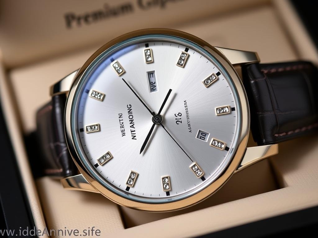 Elegant men's watch with diamond accents for 10 year anniversary gift for him