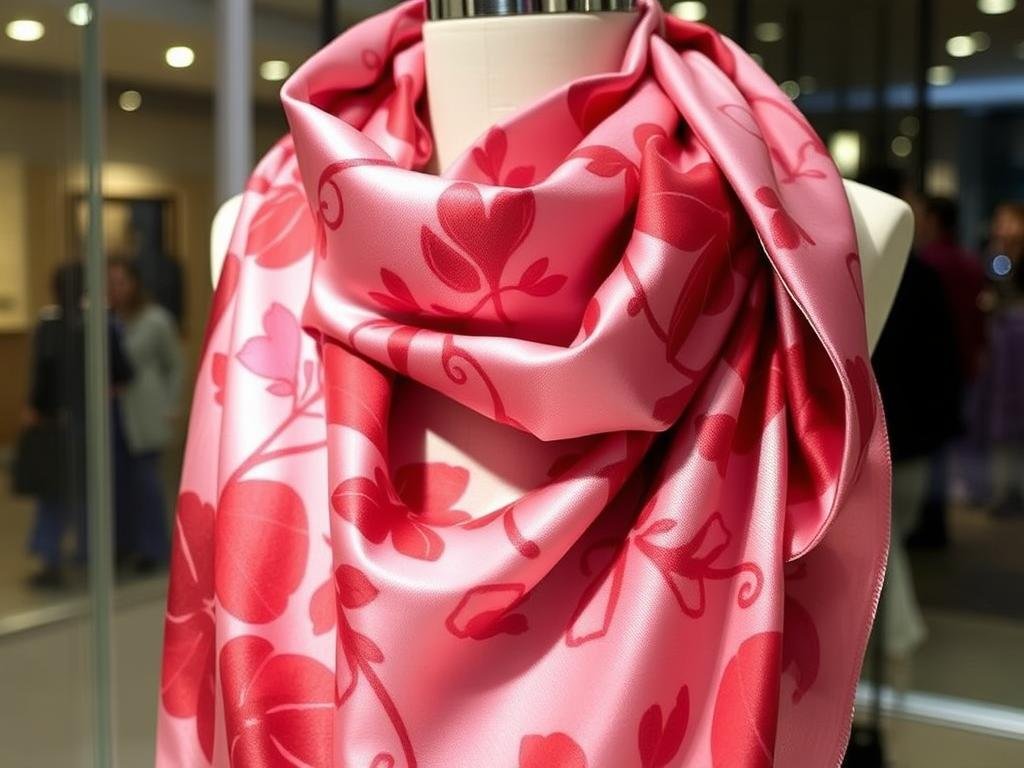 Elegant silk scarf in romantic colors for valentine gifts