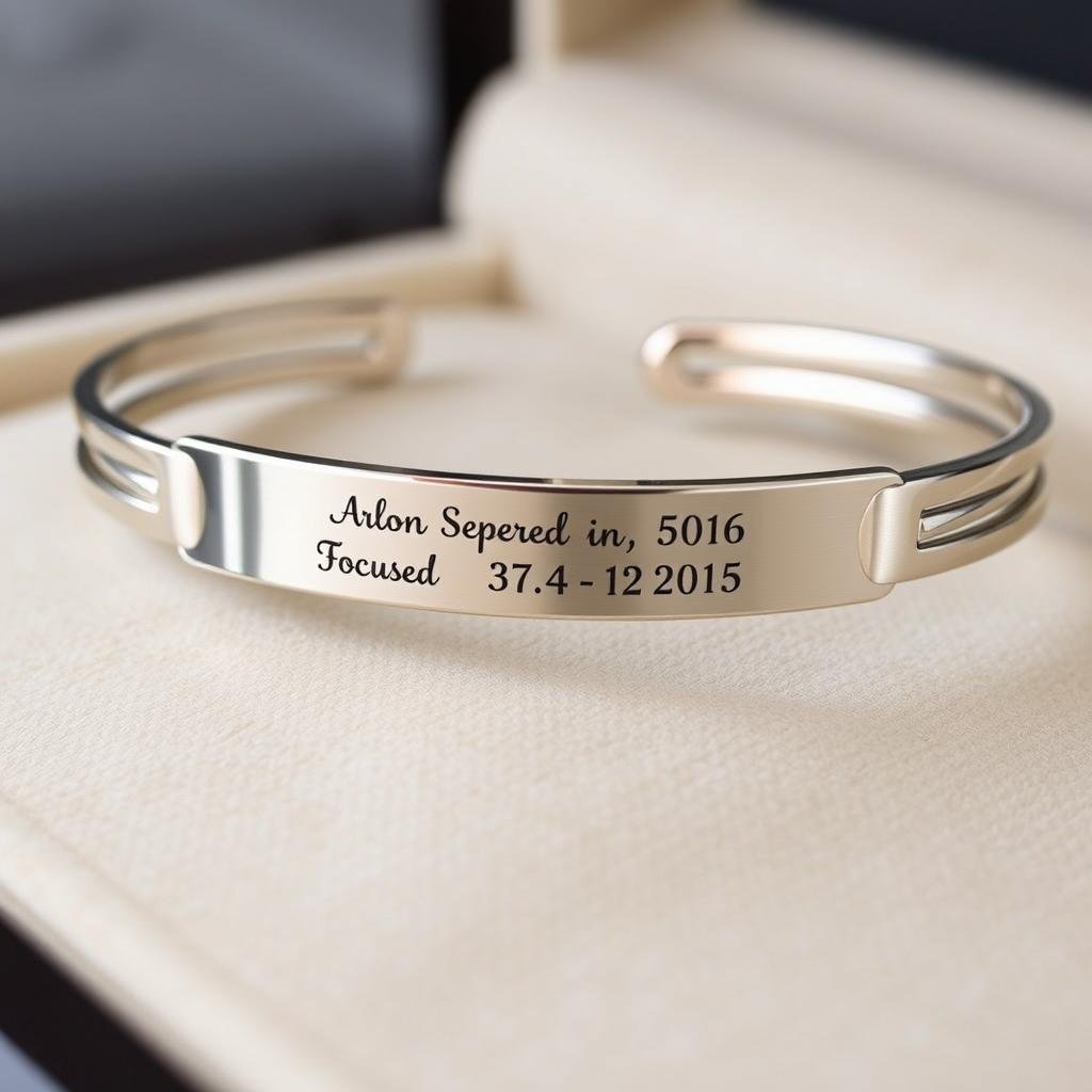 Engraved bracelet with coordinates and date for anniversary gift ideas