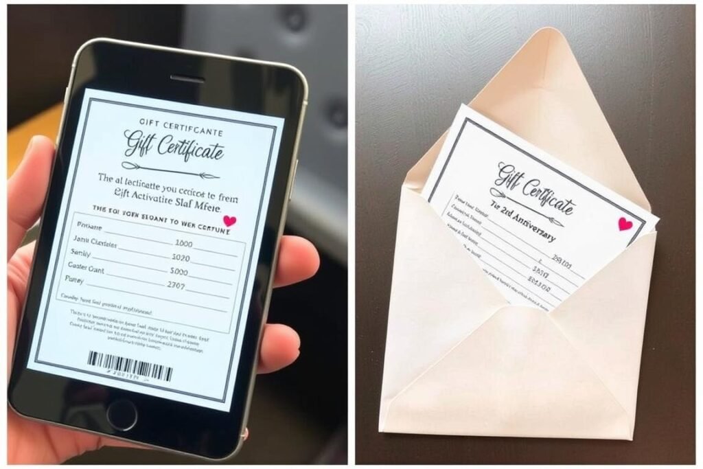 Experience gift certificate as a last-minute 2 year anniversary gift