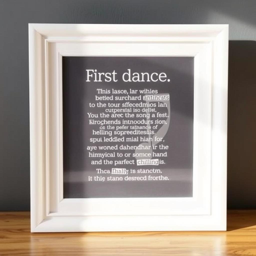 First dance lyrics typography art print in a frame First dance lyrics typography art print in a frame