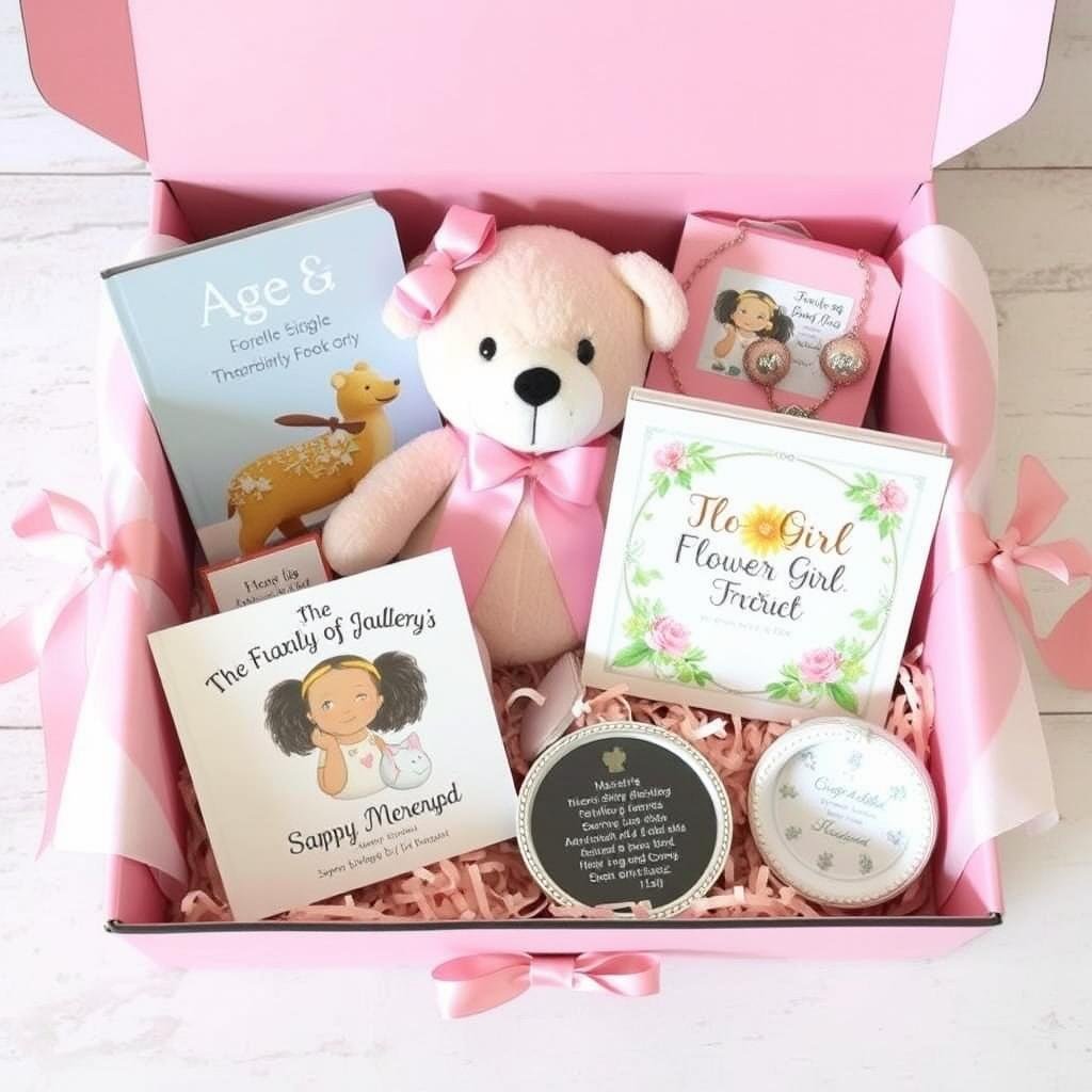 Flower girl gift box with age-appropriate items
