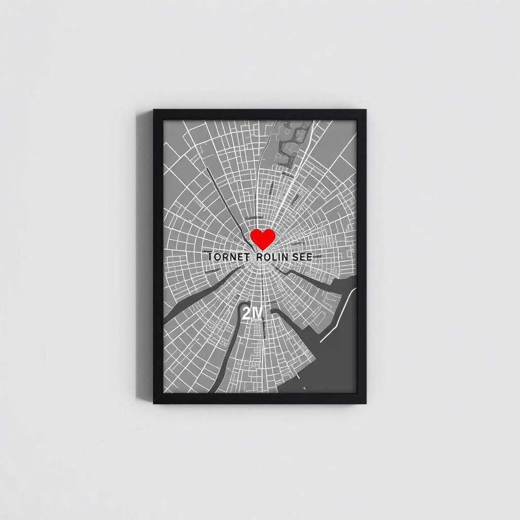 Framed custom map print of a special location as a birthday gift for boyfriend