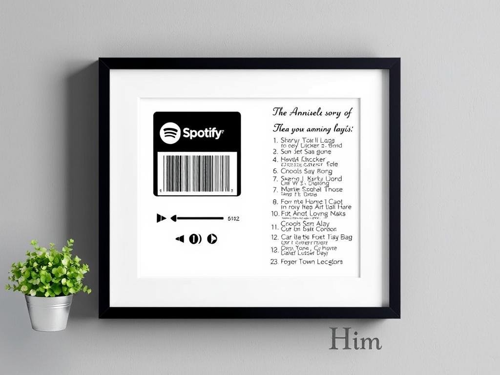 Framed playlist code with songs that tell your relationship story