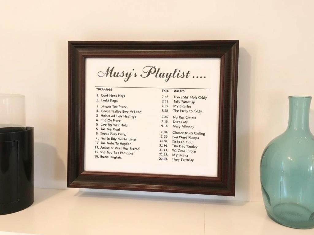 Framed playlist with meaningful songs
