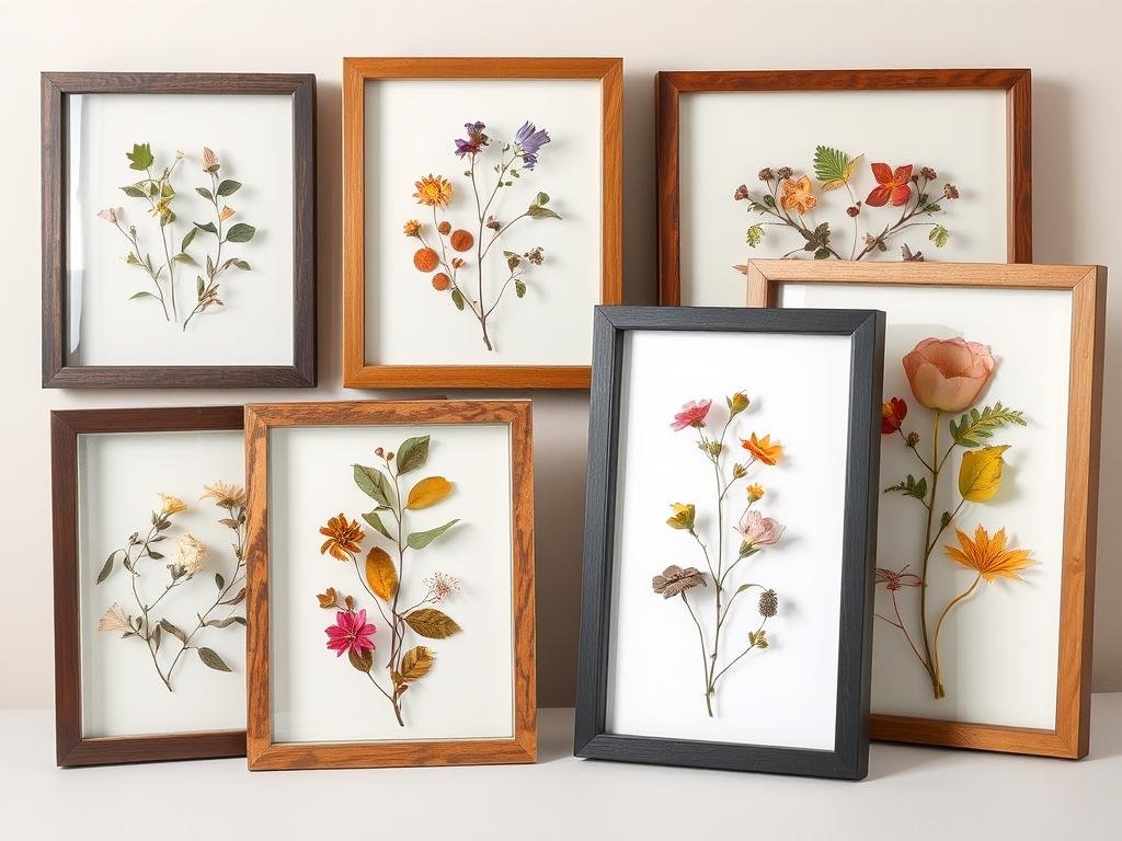 Framed pressed flower artwork in a floating frame