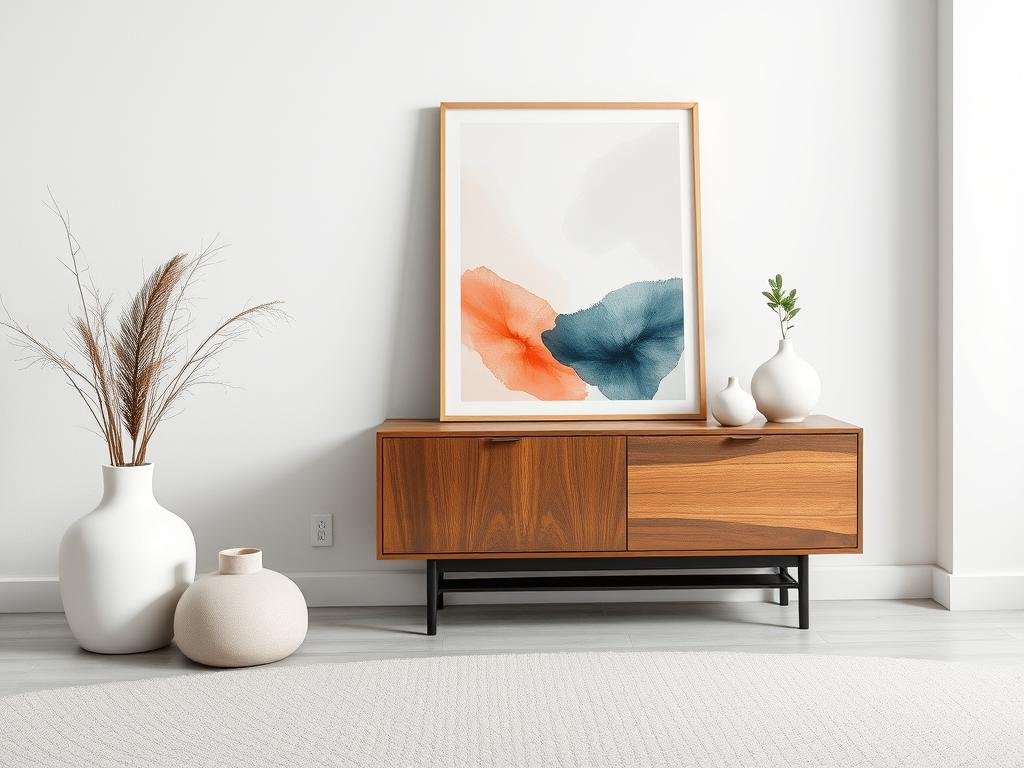 Framed wall art print with abstract design, decorative gift idea for women