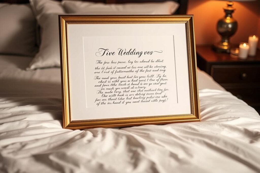 Framed wedding vows in elegant calligraphy