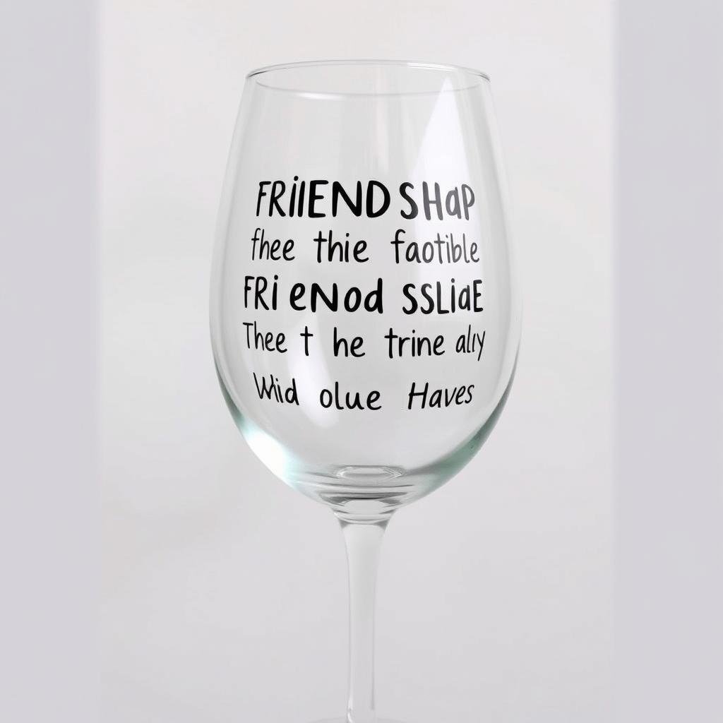 Funny wine glass with humorous friendship quote
