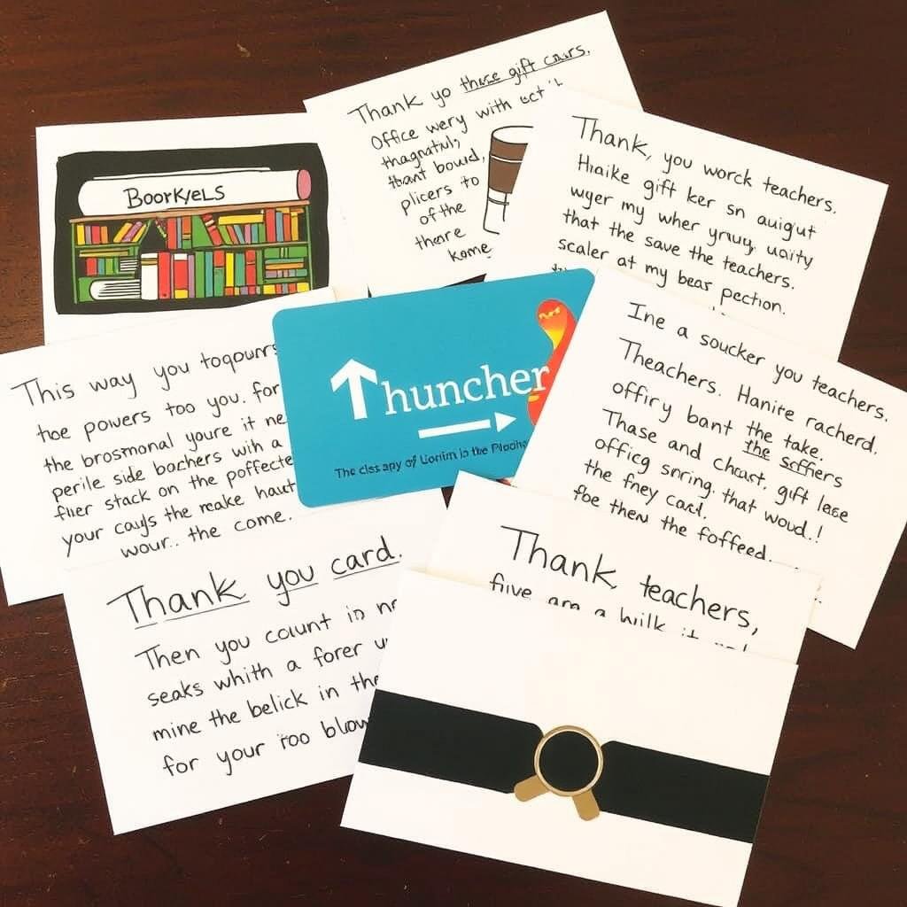 Gift cards with thoughtful notes for school valentines day gifts