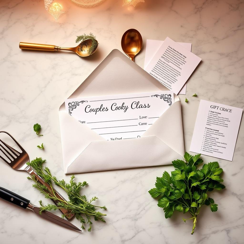 Gift certificate for couples cooking class as a 1 year anniversary gift