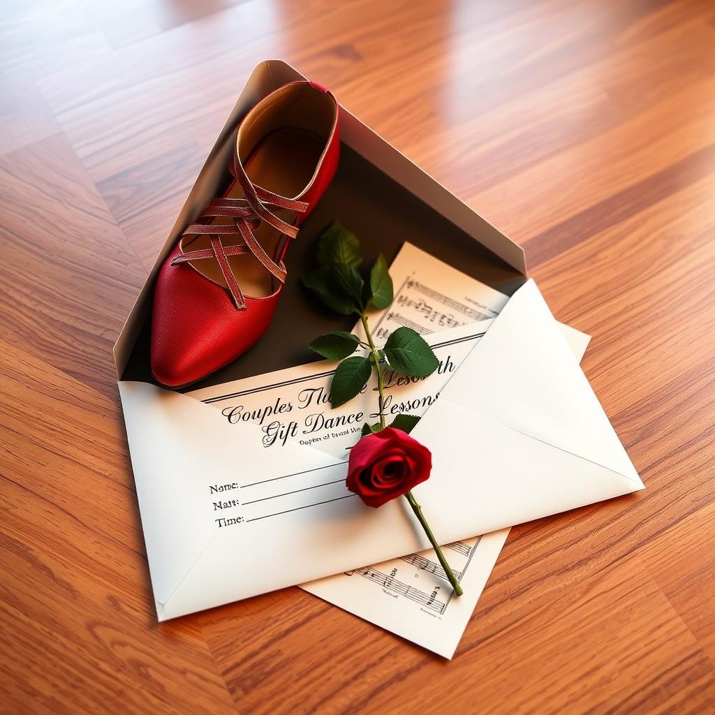 Gift certificate for couples dance lessons as a 1 year anniversary gift