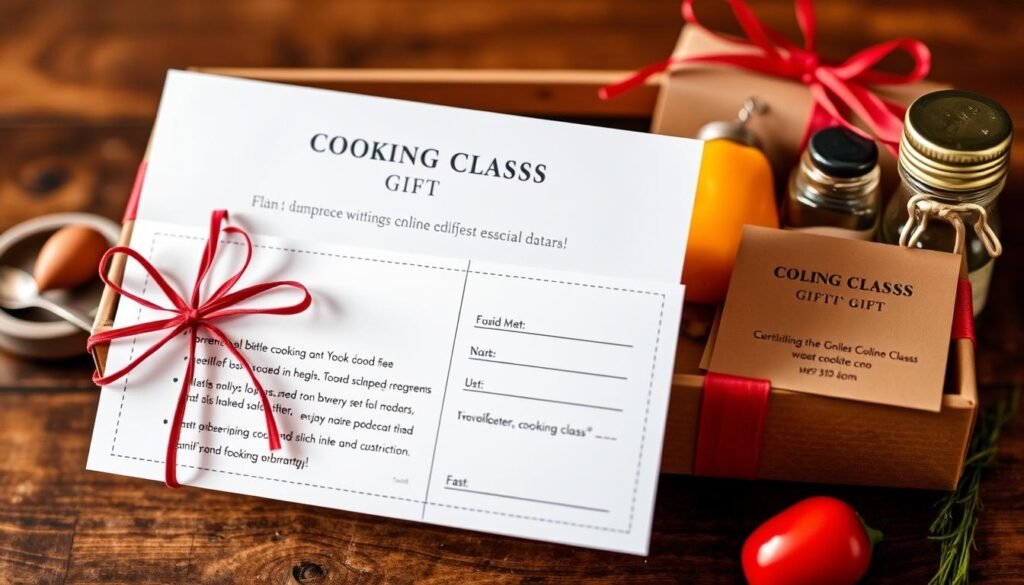 Gift certificate for online cooking class with ingredients