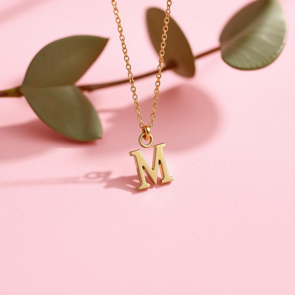 Gold initial pendant necklace as valentines gift for girlfriend