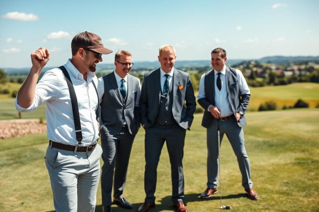 Groomsmen enjoying a golf outing together as a gift experience