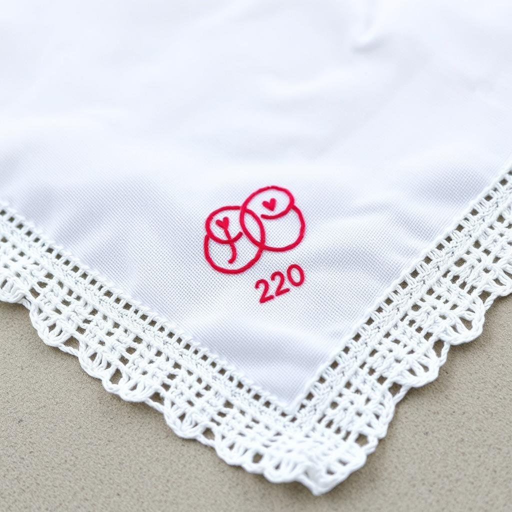 Hand-embroidered cotton handkerchief as a DIY 2 year anniversary gift