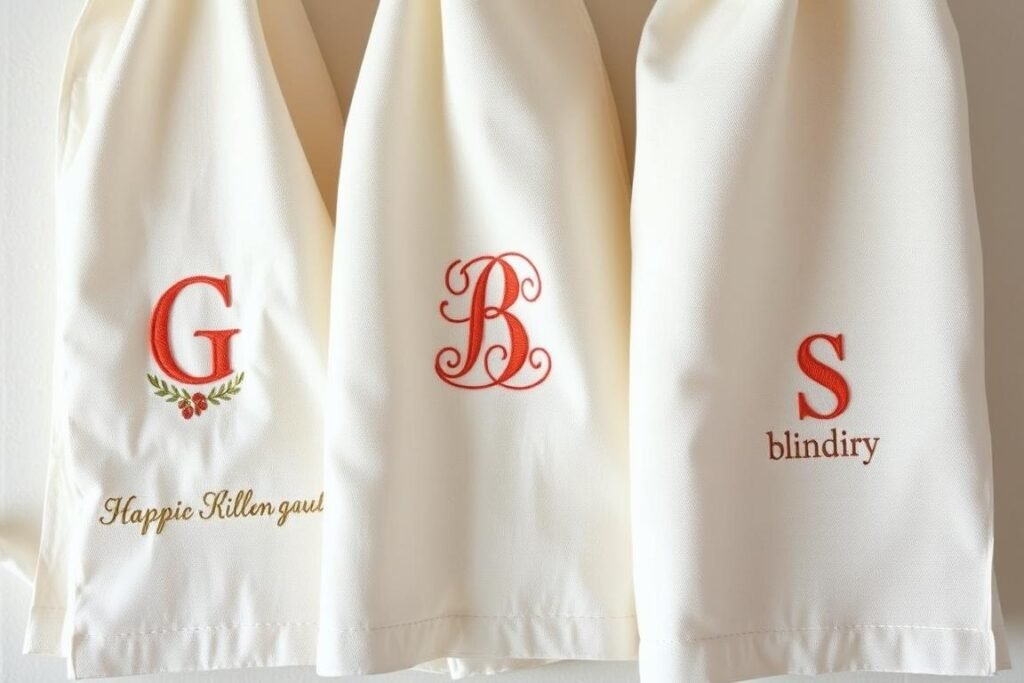 Hand-embroidered kitchen towels with personalized designs