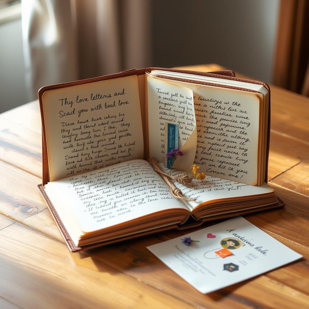 Handcrafted love letter book with multiple pages for 1 year anniversary gift