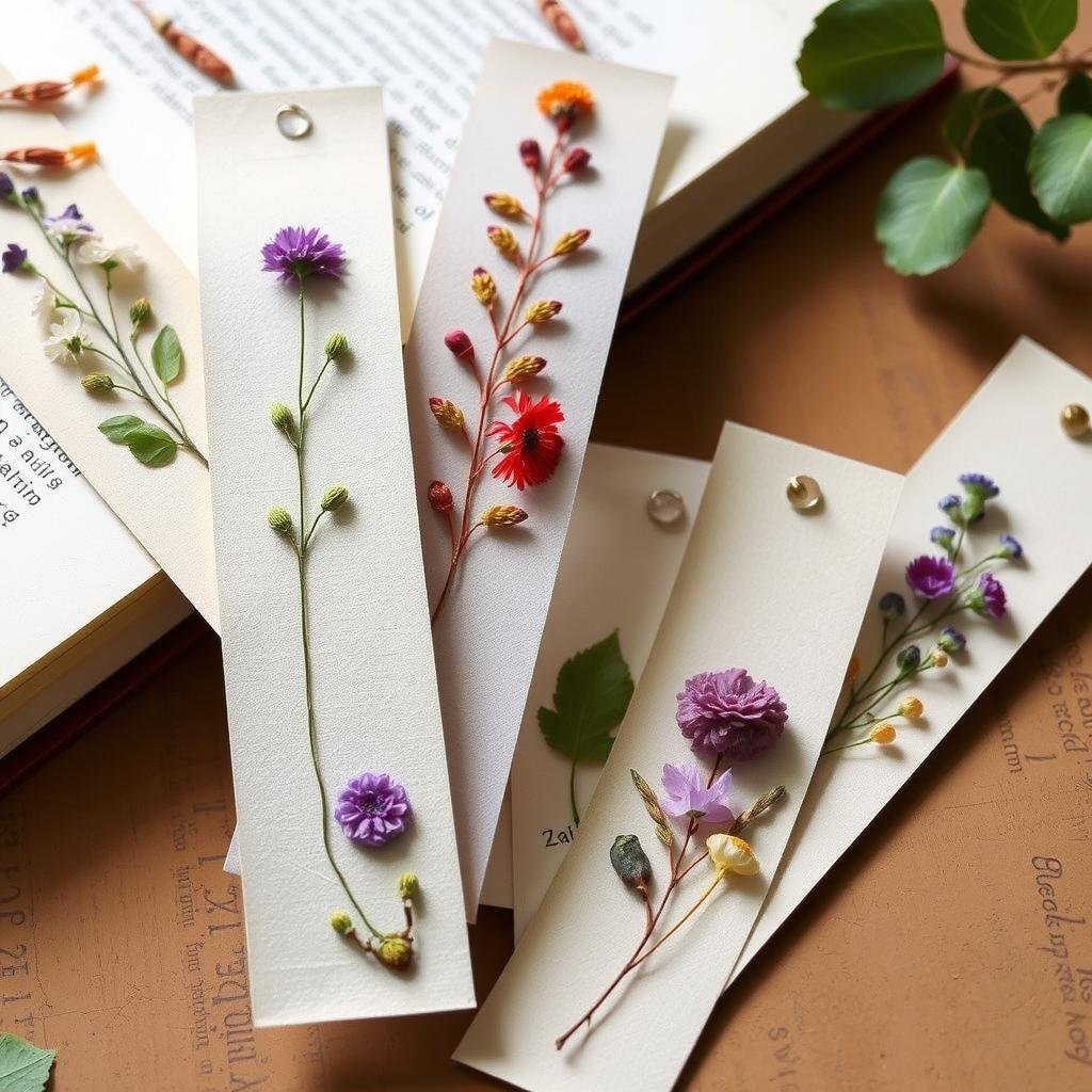 Handmade bookmarks with pressed flowers creative gift ideas