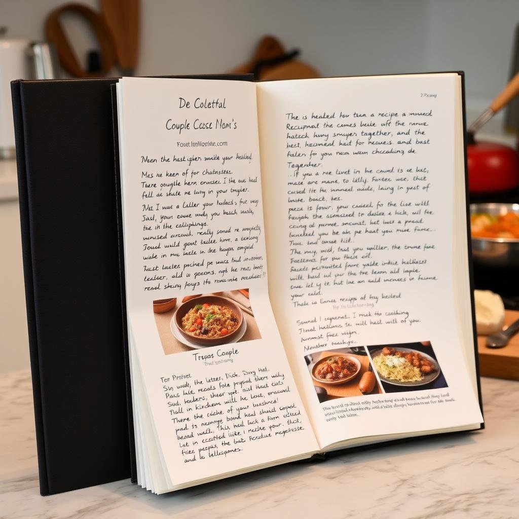 Handmade cookbook of favorite recipes as a 1 year anniversary gift